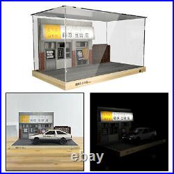 1/18 Dustproof Display Showcase with LED Light for Model Car Storage Toys