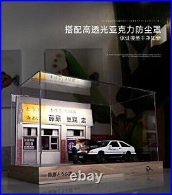 1/32 Initial D Fujiwara Tofu Shop Scene Figure LED Light Display Case for AE86