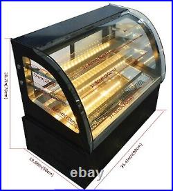 1 PC 35.4 Countertop Refrigerated Cake Showcase Diamond Glass Display Case 220V