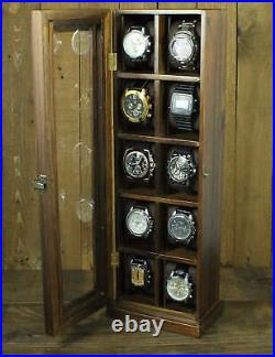 10 Slot Showcase Keeps Watches Wood Watch Box Display Case Jewelry Storage