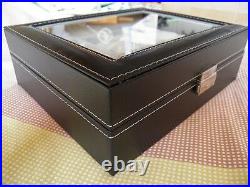 10 Watches Box Showcase Display Jewel Case Housing Black Couture White New