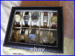 10 Watches Box Showcase Display Jewel Case Housing Black Couture White New