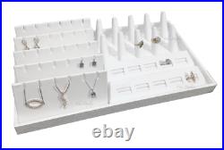 10-pc Jewelry Display Tray White Display Set Ring Holder Earring Stand Showcase