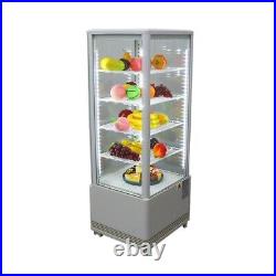 110V Refrigerated Cake Display Cabinet 5 Layer Cubed Glass Showcase LED Lighting
