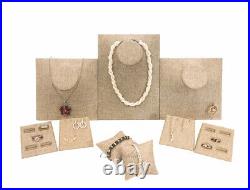 11pc Jewelry Display Case Burlap Showcase Stand Necklace Jewelry Display Holder