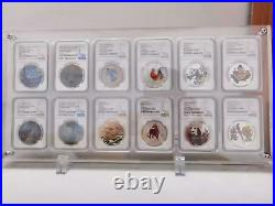 12 Grids Acrylic Display Frame Showcase Storage Box For NGC/PCGS Coin Holder