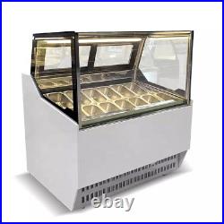 12 Pans Hard Ice Cream Display Case Showcase Cabinet Gelato Freezer Commercial
