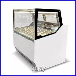 12 Pans Hard Ice Cream Display Case Showcase Cabinet Gelato Freezer Commercial