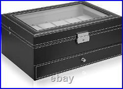 12 Slot PU Leather Watch Storage Box Display Drawer Case Organizer WatchShowcase