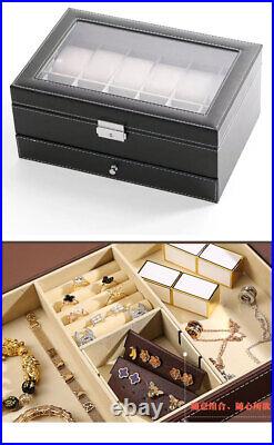 12 Slot PU Leather Watch Storage Box Display Drawer Case Organizer WatchShowcase