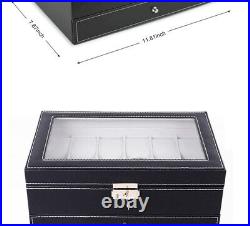 12 Slot PU Leather Watch Storage Boxes Drawer Case Organizer Watch Showcase