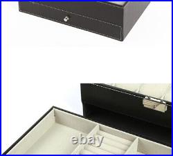 12 Slot PU Leather Watch Storage Boxes Drawer Case Organizer Watch Showcase