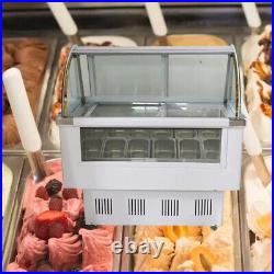 12Pan Ice Cream Showcase Commercial Ice Cream Refrigerator Display LED Light220V