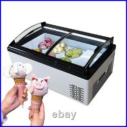 180L Ice Cream Display Freezer Gelato Food Showcase Cabinet Case Refrigerator