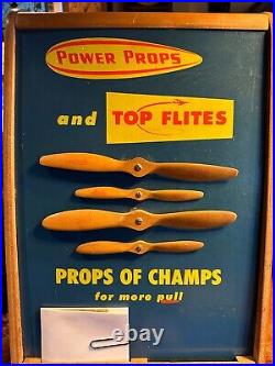 1960's Top Flites Airplane model propeller showcase Sign display GAS TANK boxed