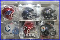 1999 Riddell Sports NFL Chrome Pocket Pro 36 Helmet Set/Acrylic Display Showcase