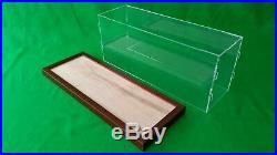 19L x 6W x 8H Clear Acrylic Display Case Box Table Top Showcase Walnut frame