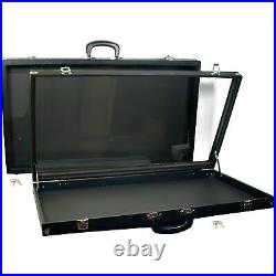 2 Black Glass Top Travel Jewelry Display Carrying Case 30 x 17 1/2