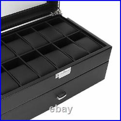 2 Layer Watch Storage Case 24 Grids Jewelry Display Organizer Box Show Case Gift