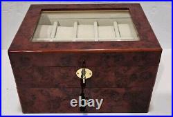 20 Slot Wood Watch Box Display Case Glass Top Jewelry Storage Organizer with Lock