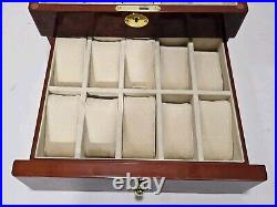 20 Slot Wood Watch Box Display Case Glass Top Jewelry Storage Organizer with Lock