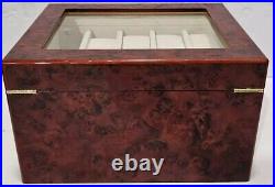 20 Slot Wood Watch Box Display Case Glass Top Jewelry Storage Organizer with Lock