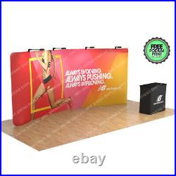20ft Fabric Curved Backdrop Trade Show Display Booth Set with Hard Case Lights