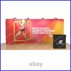 20ft curved fabric trade show display booth with back wall lights case to podium