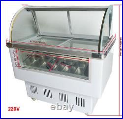 220V 12 PAN Hard Ice Cream Showcase Gelato Dipping Cabinet Freezer Display Case