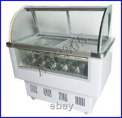 220V 12 PAN Hard Ice Cream Showcase Gelato Dipping Cabinet Freezer Display Case