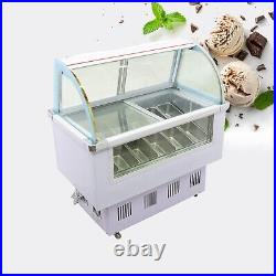 220V 170L 12 Pan Commercial Hard Ice Cream Showcase Display Freezer withLED Lights