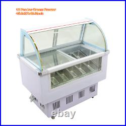 220V 170L 12 Pan Commercial Hard Ice Cream Showcase Display Freezer withLED Lights