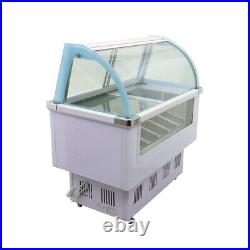 220V 170L 12 Pan Commercial Hard Ice Cream Showcase Display Freezer withLED Lights