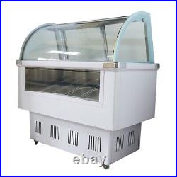 220V 170L 12 Pan Commercial Hard Ice Cream Showcase Display Freezer withLED Lights