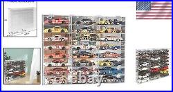 24-Slot Clear Acrylic Showcase for 124 Scale Diecast Car Models Wall Mounted