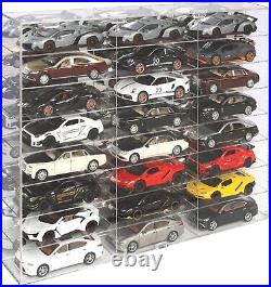 24-Slot Clear Acrylic Showcase for 124 Scale Diecast Car Models Wall Mounted