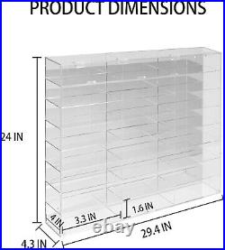 24-Slot Clear Acrylic Showcase for 124 Scale Diecast Car Models Wall Mounted