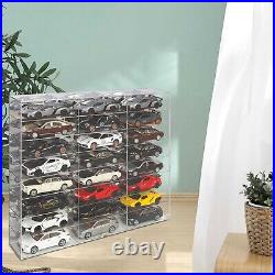 24-Slot Clear Acrylic Showcase for 124 Scale Diecast Car Models Wall Mounted