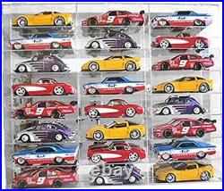 24-Slot Clear Acrylic Showcase for 124 Scale Diecast Car Models Wall Mounted