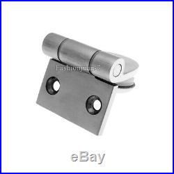 2PCS 304 Stainless Steel Glass Clamps Hinge Showcase Display Wine Cabinet Hinges