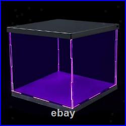 2x Clear Plastic Display Show Cases Box Shelf with LED Light Dustproof