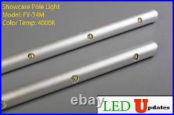 2x Jewelry showcase LED light Pole Silver 4000K Retail display + UL power FY-34M