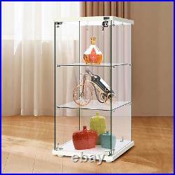 3 Layers 16''W X 16''D X 33''H Glass Display Cabinet Showcase Countertop with Lo