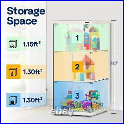 3 Layers 16''W X 16''D X 33''H Glass Display Cabinet Showcase Countertop with Lo