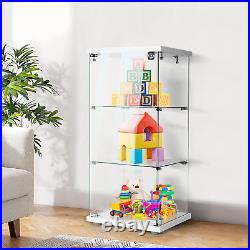 3 Layers 16''W X 16''D X 33''H Glass Display Cabinet Showcase Countertop with Lo