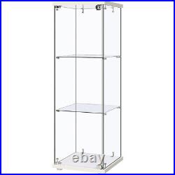 3-Shelf Glass Display Cabinet Glass Curio Cabinet Trophy Case Bookshelf with Lock