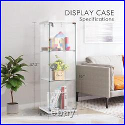 3-Shelf Glass Display Cabinet Glass Curio Cabinet Trophy Case Bookshelf with Lock