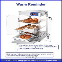 3 Tiers Commercial Food Warmer Display Countertop Pizza Heated Show Case