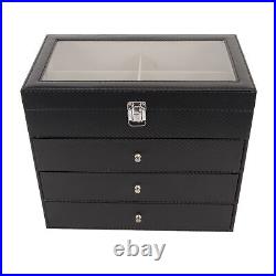 4 Layer Drawer Sunglasses Display Case 24 Slots PU Leather Eyeglass Collect HEE