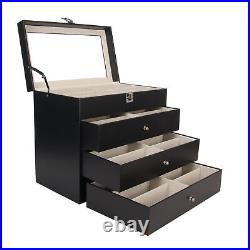 4 Layer Drawer Sunglasses Display Case 24 Slots PU Leather Eyeglass Collect HEE